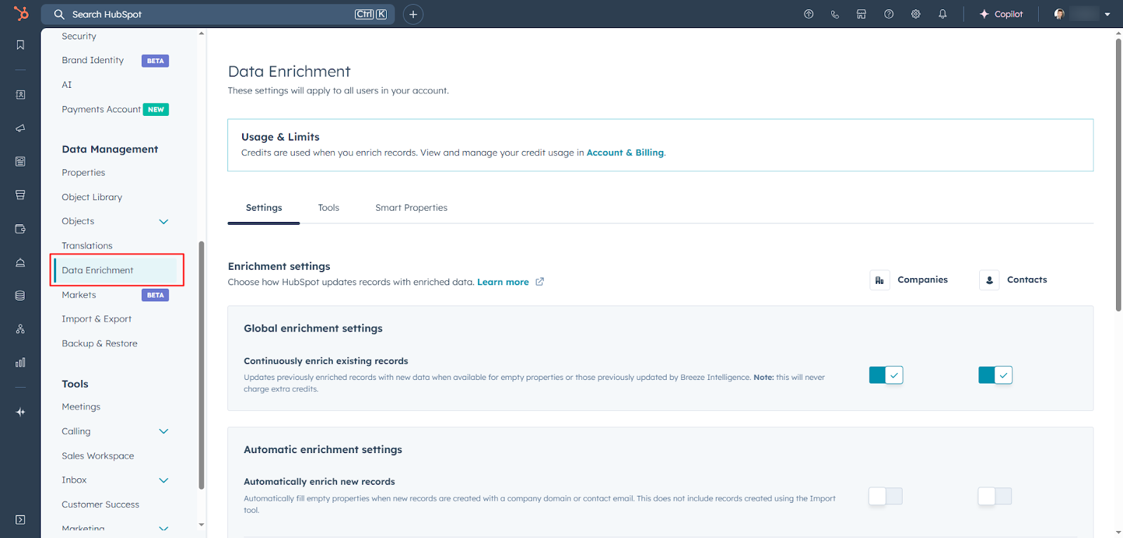 hubspot data enrichment - native one