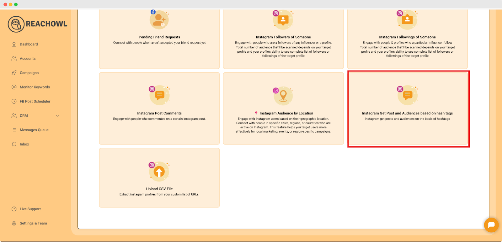 reachowl dashboard