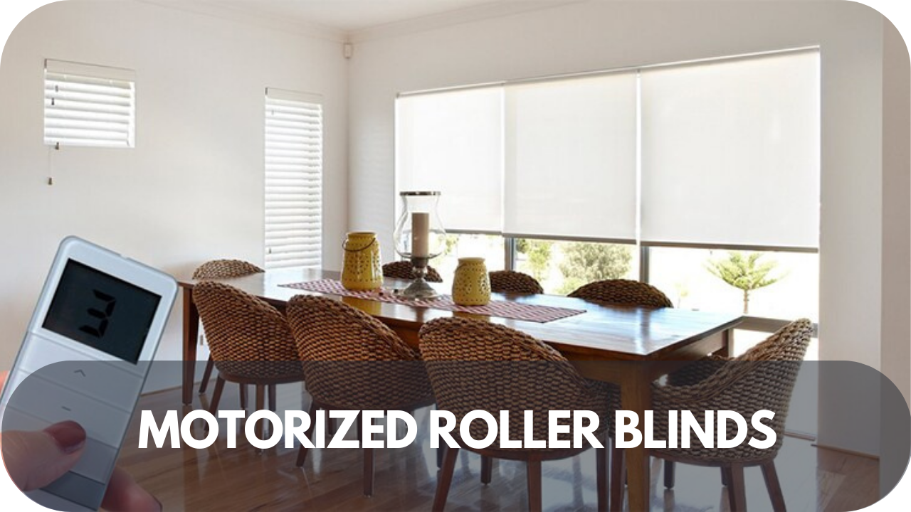 Motorised roller blinds for convenient, automated light control.