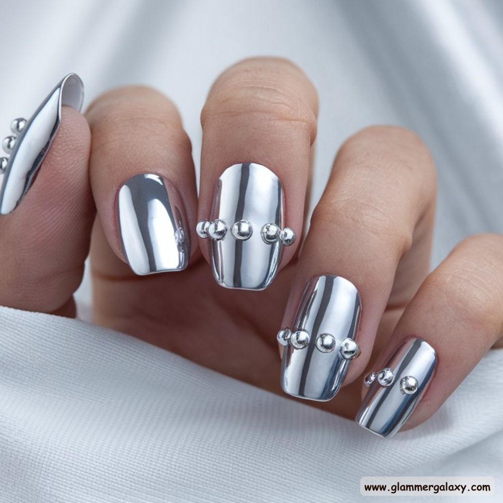 White Fall Nails having Chrome Finish
