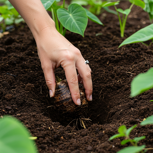 Plant Taro Corms at the Right Depth and Spacing