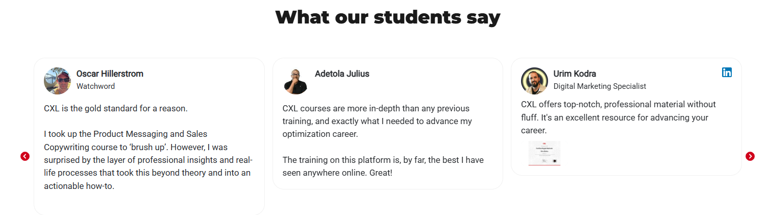 course reviews