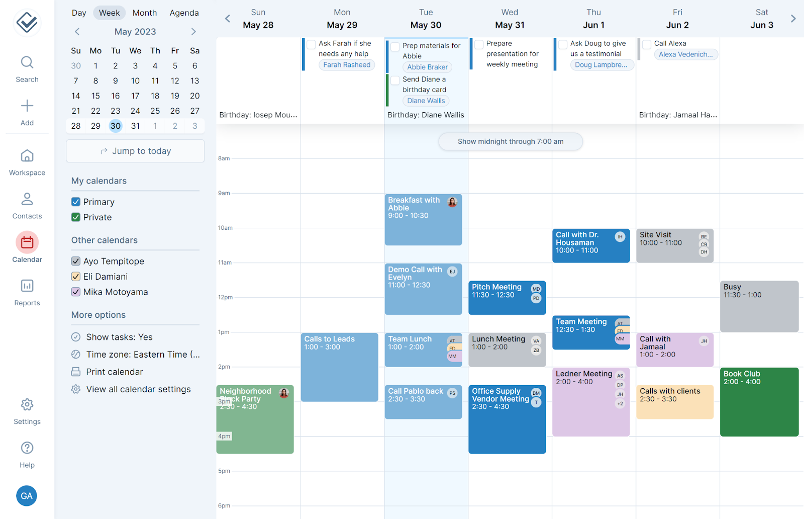 Calendar integration in Less Annoying CRM