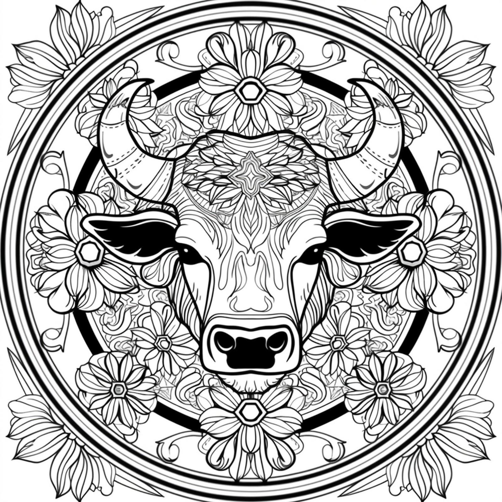 Taurus Mandala Coloring Page