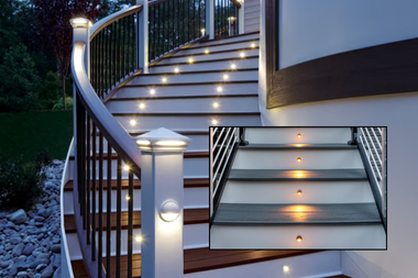 elevating your deck with trex lighting a guide to composite deck illumination stair riser lights in curved stairway custom built michigan