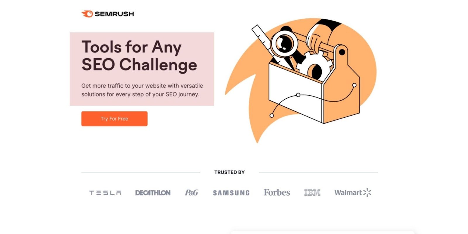 SEMRUSH landing page