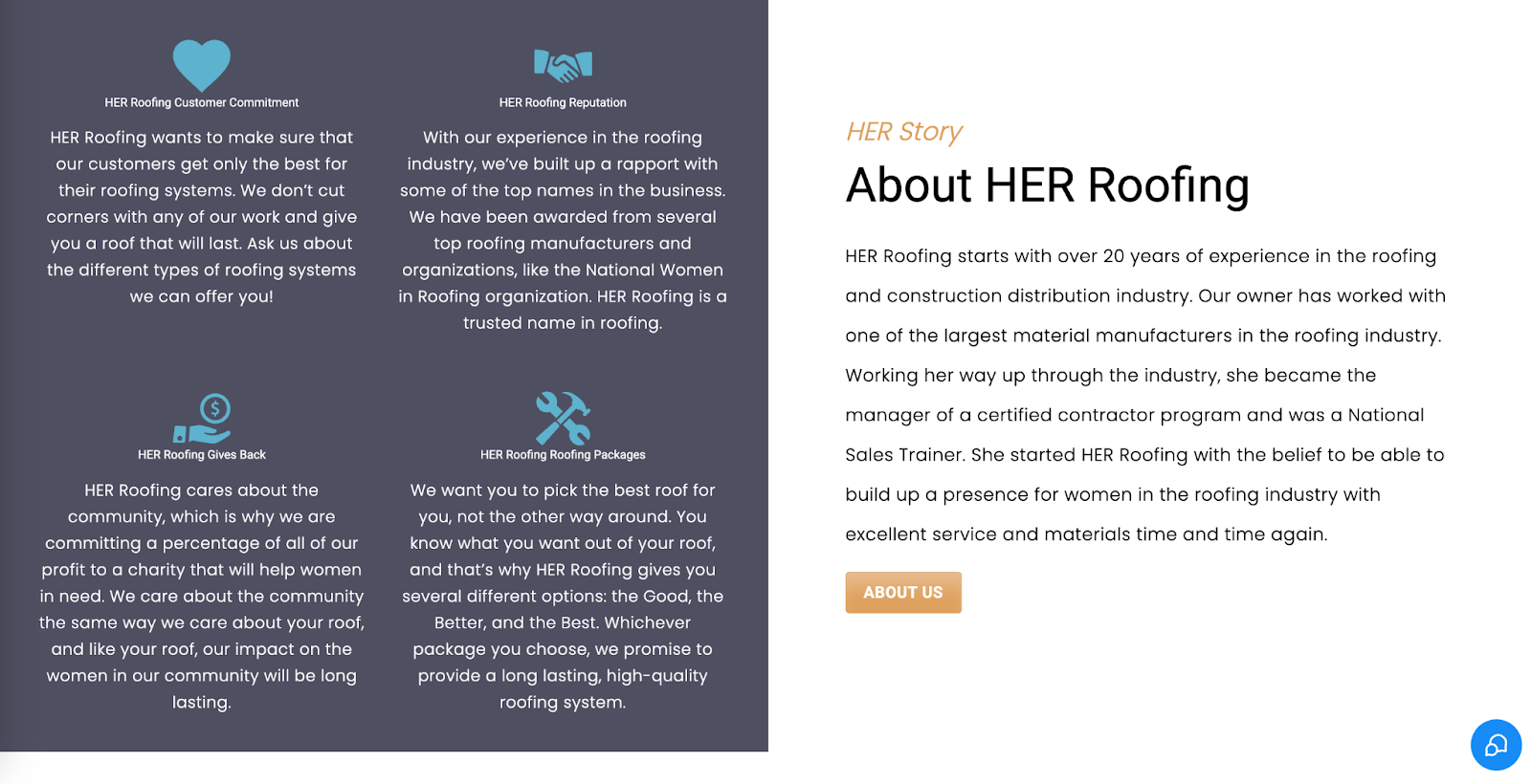 HER roofing website