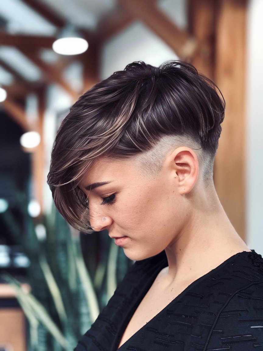 14. Angled Pixie Bob with Taper Fade