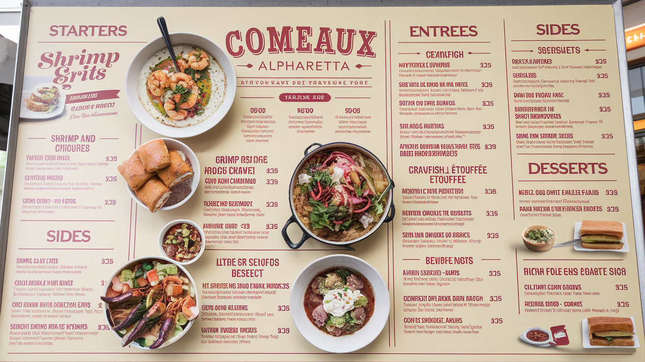 Comeaux Restaurant Alpharetta Menu