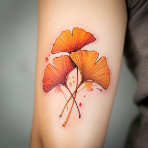 Watercolor Ginkgo Tattoo