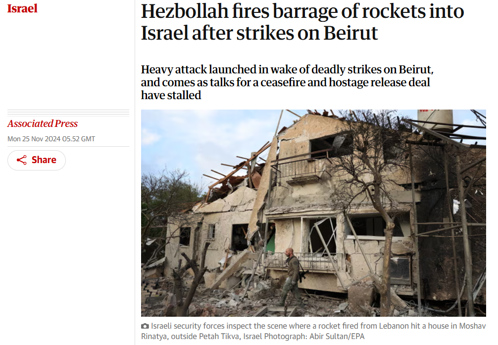 Hezbollah Fires Barrage of Missiles on Israel After Deadly Beirut Strike