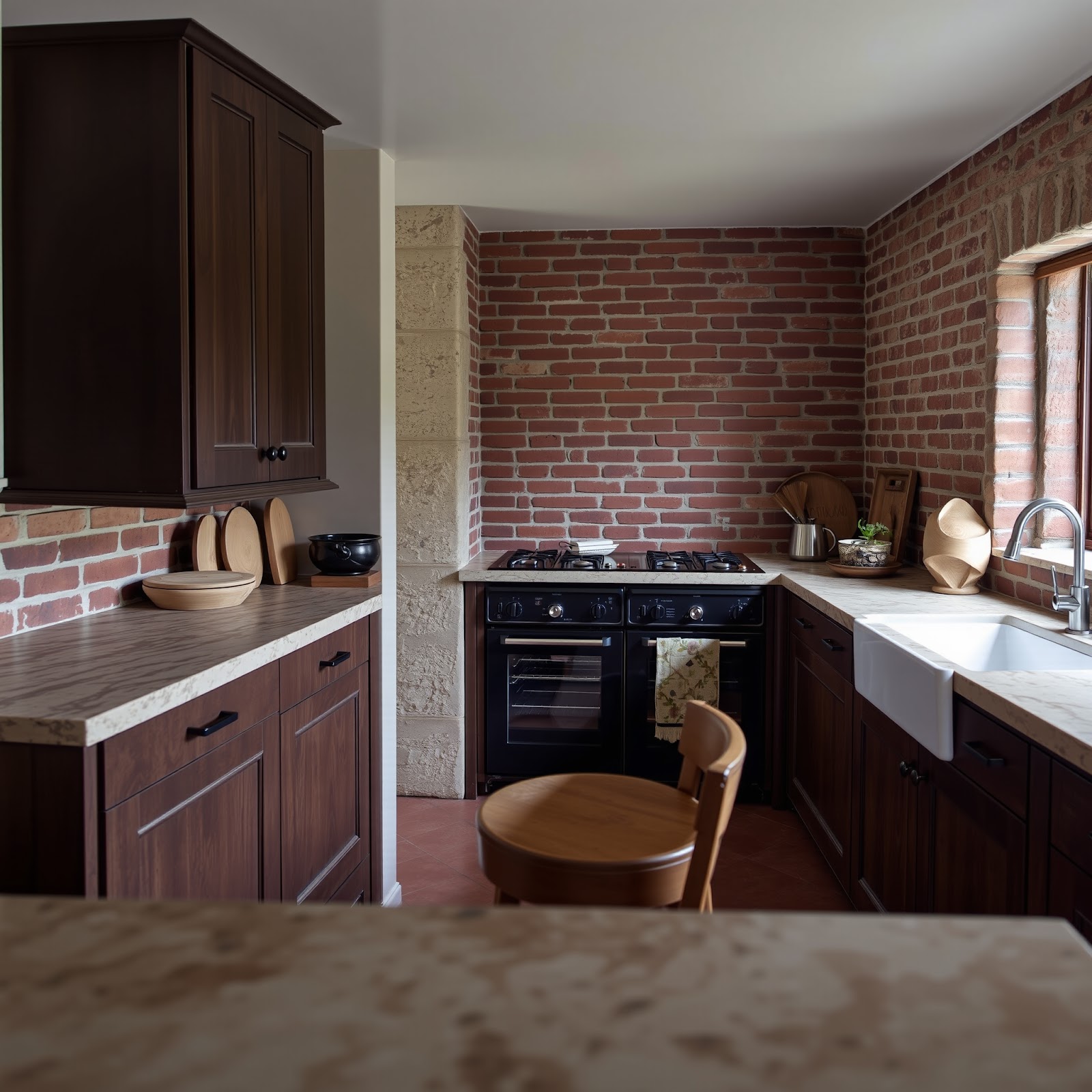 Natural materials in cottage kitchen