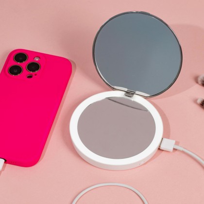 led pocket mirror with power bank