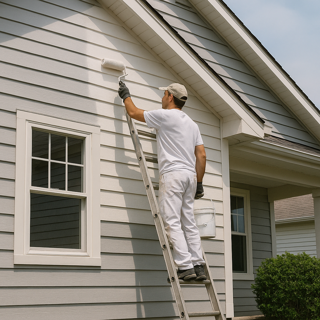 Exterior painting service in progress