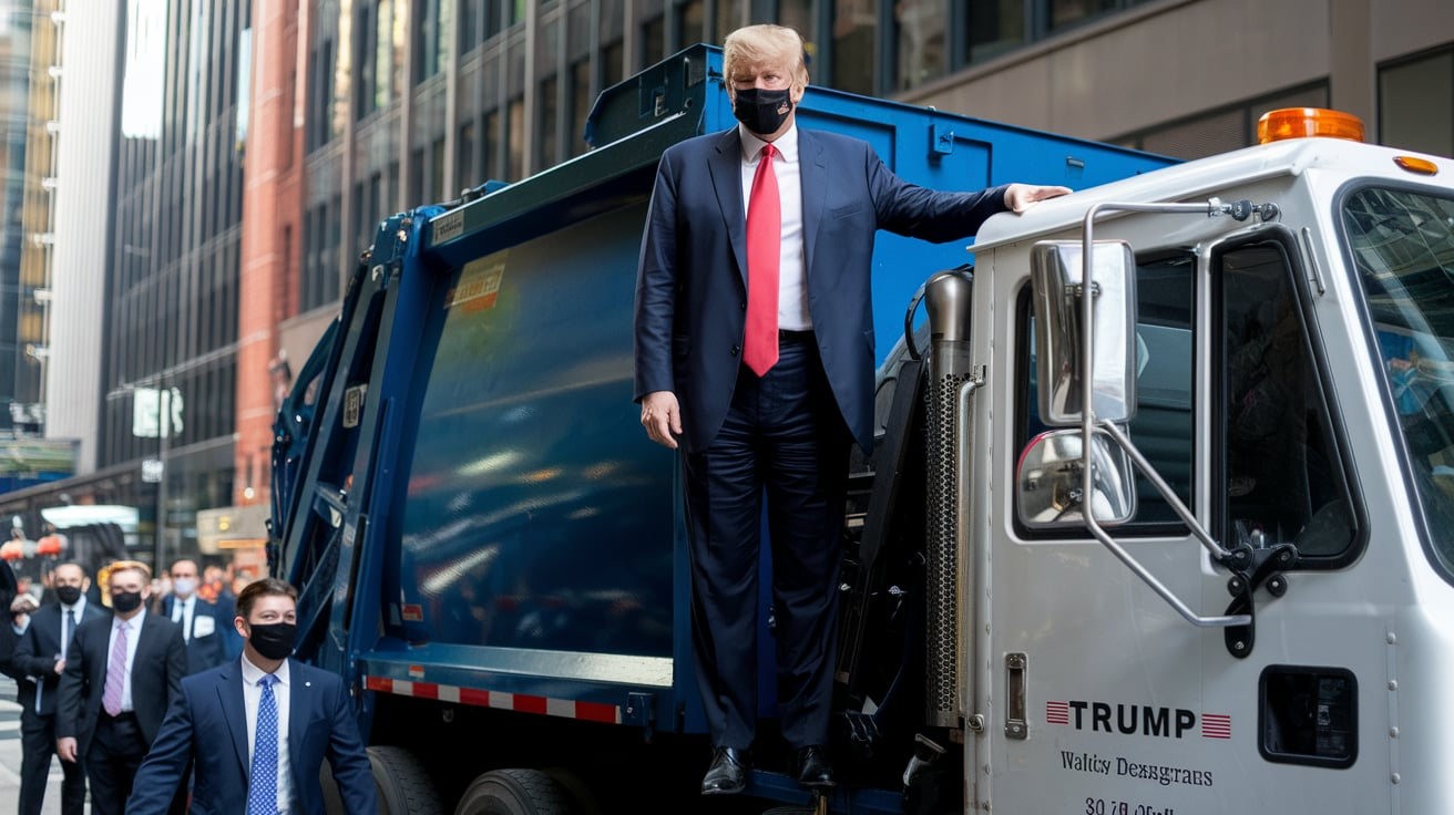 Trump in garbage truck today