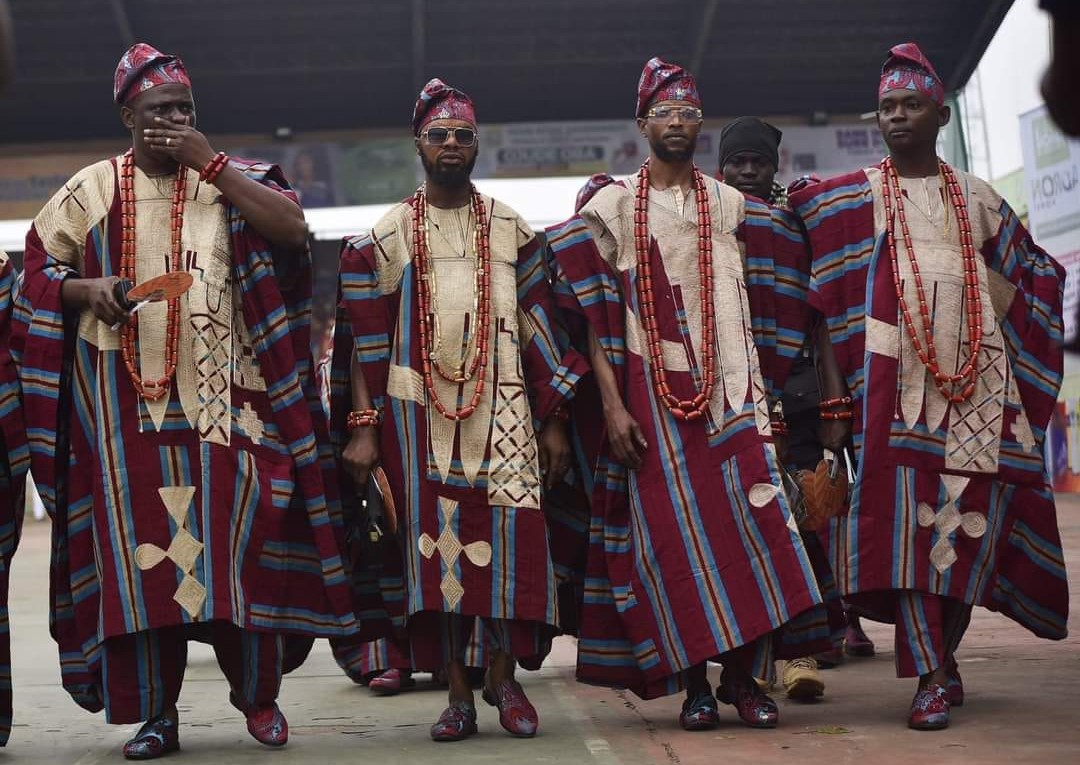 men in aso oke at ojude oba
