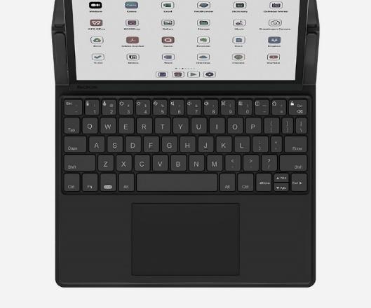 A black computer with a touch screenDescription automatically generated