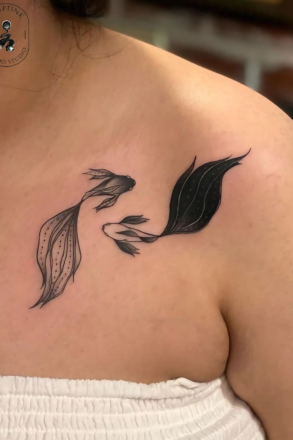 Yin Yang Front Shoulder Tattoo