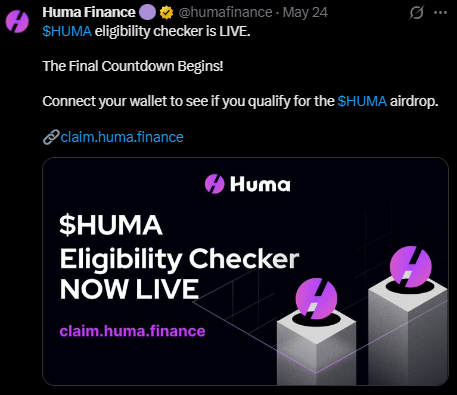 Huma Finance airdrop claim