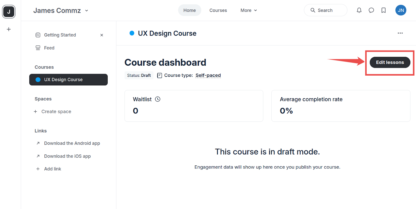 course dashboard