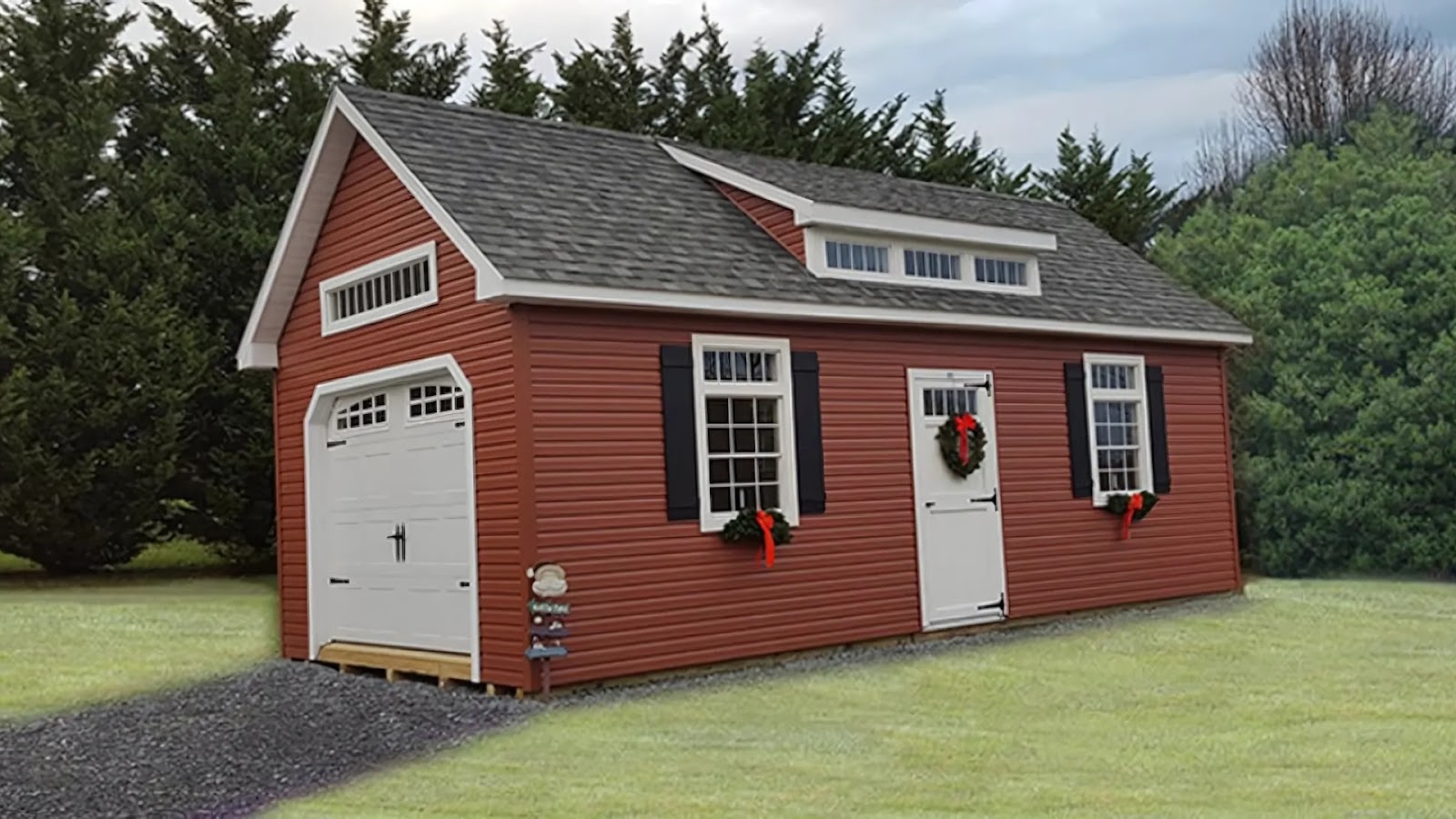 Cottage-style home with a small garage door.