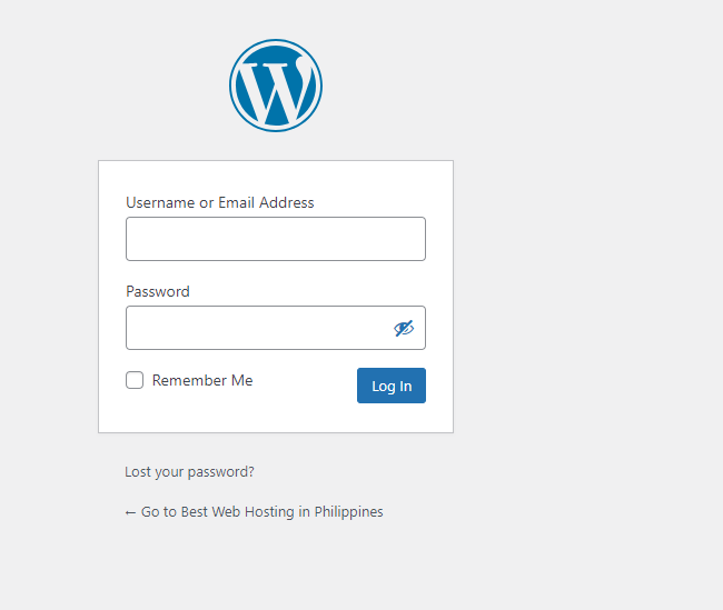 a screenshot of WordPress login