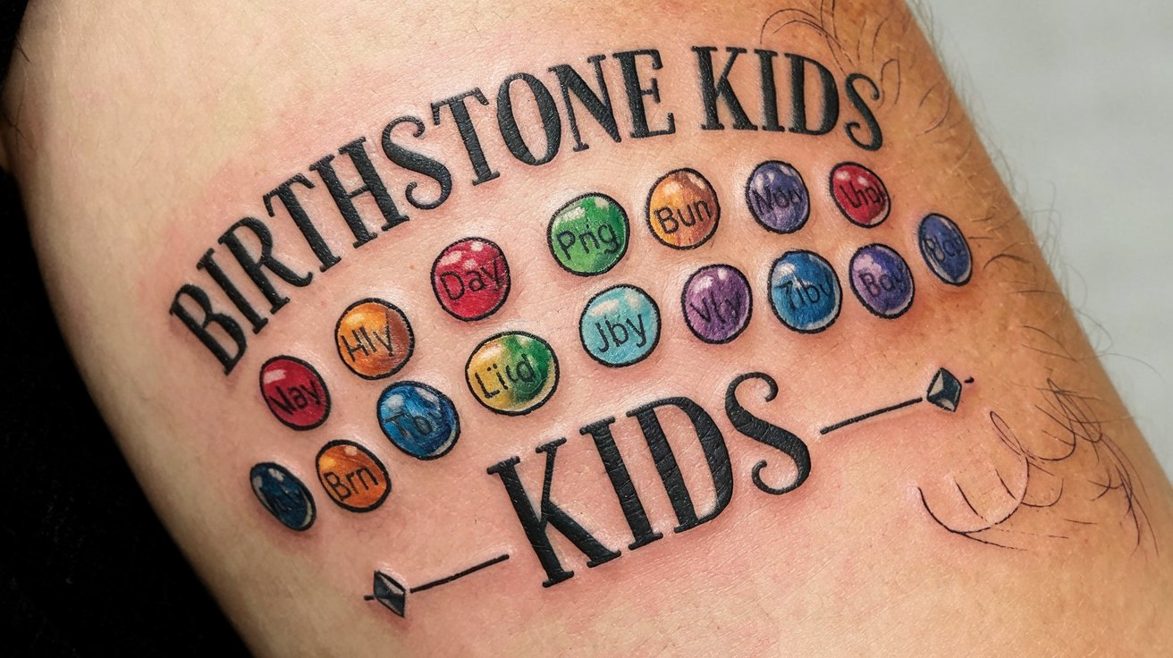 Birthstone Kids Name Tattoo