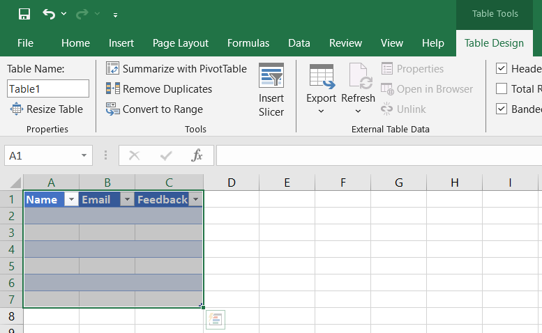 Nhấp vào OK để tạo bảng Excel