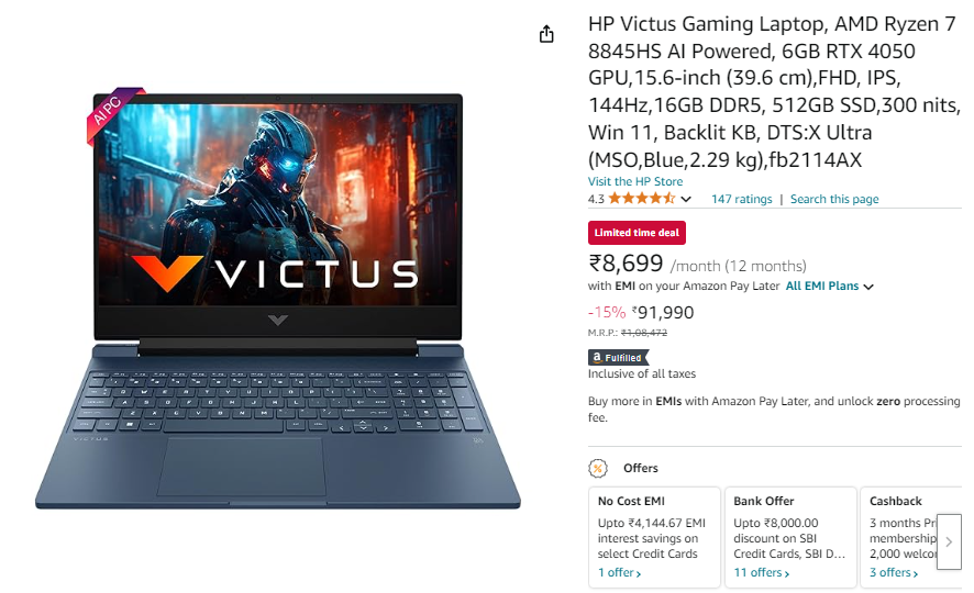 Best Gaming Laptops Under 1 lakh in 2024