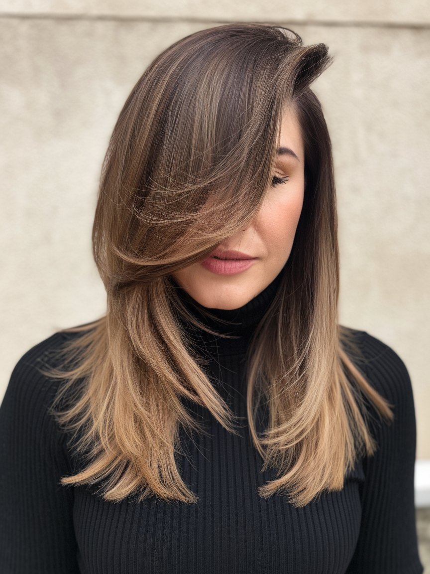 16. Angled Lob (Long Bob) With Deep Side Part