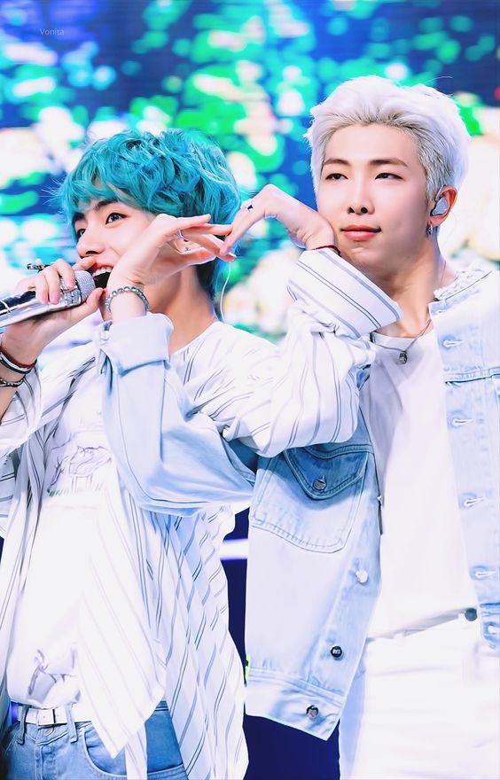 A picture of BTS members RM and V