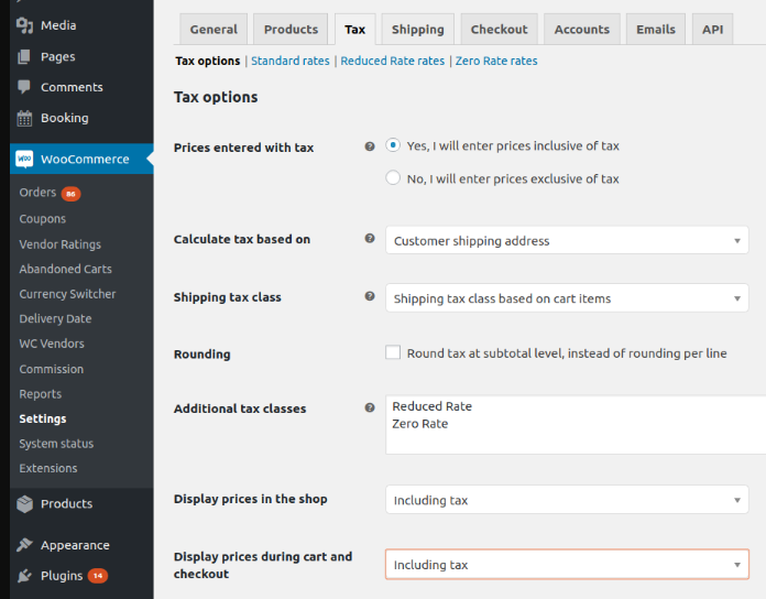 Prices Including or Excluding Taxes - Tyche Softwares Documentation