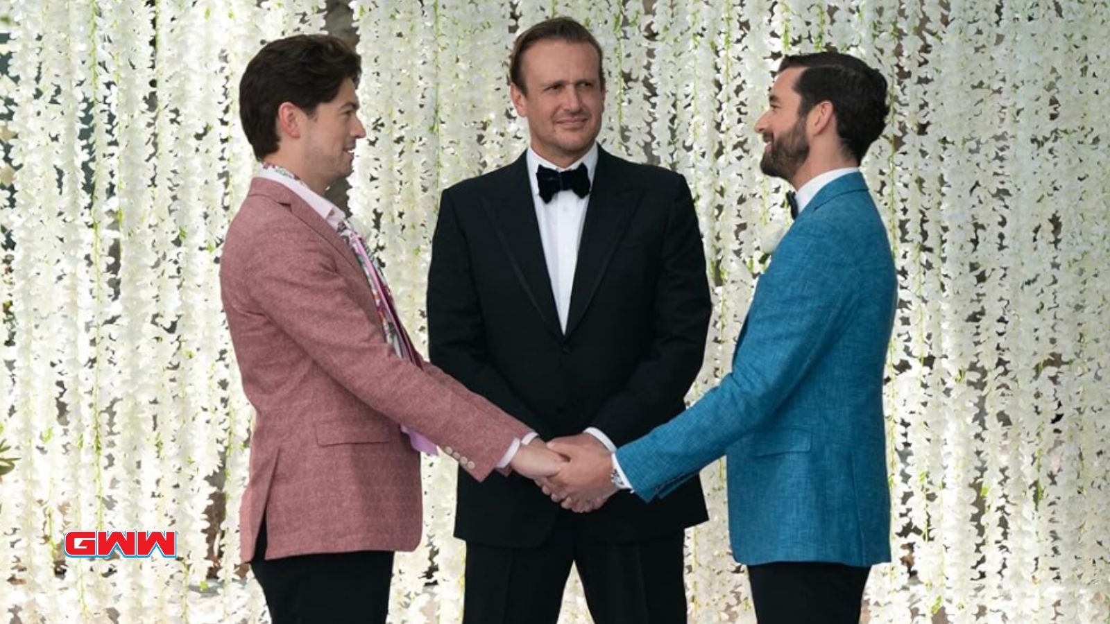 Shrinking Season 2: Jason Segel officiating Michael Urie, and Devin Kawaoka wedding in Shrinking Season 1