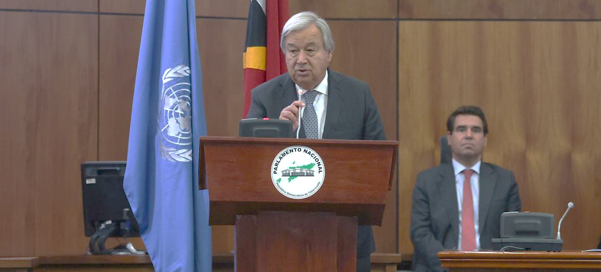 UN Secretary-General António Guterres addresses Timor-Leste's Parliament.