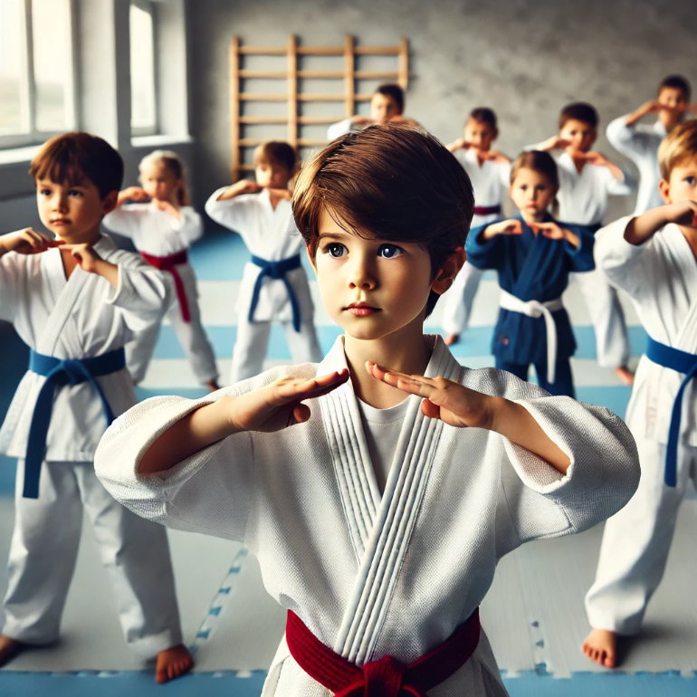 Kids improving focus during martial arts training