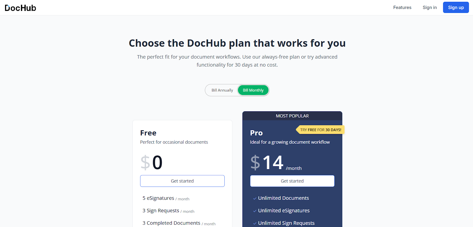 DocHub pricing