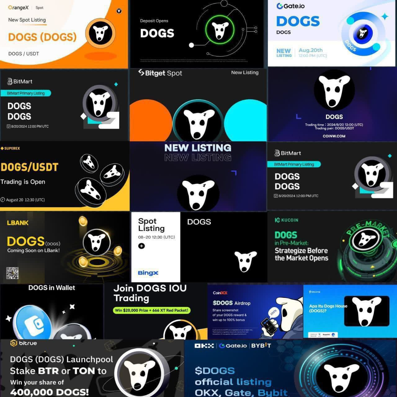 $DOGS listed to fifteen Exchanges