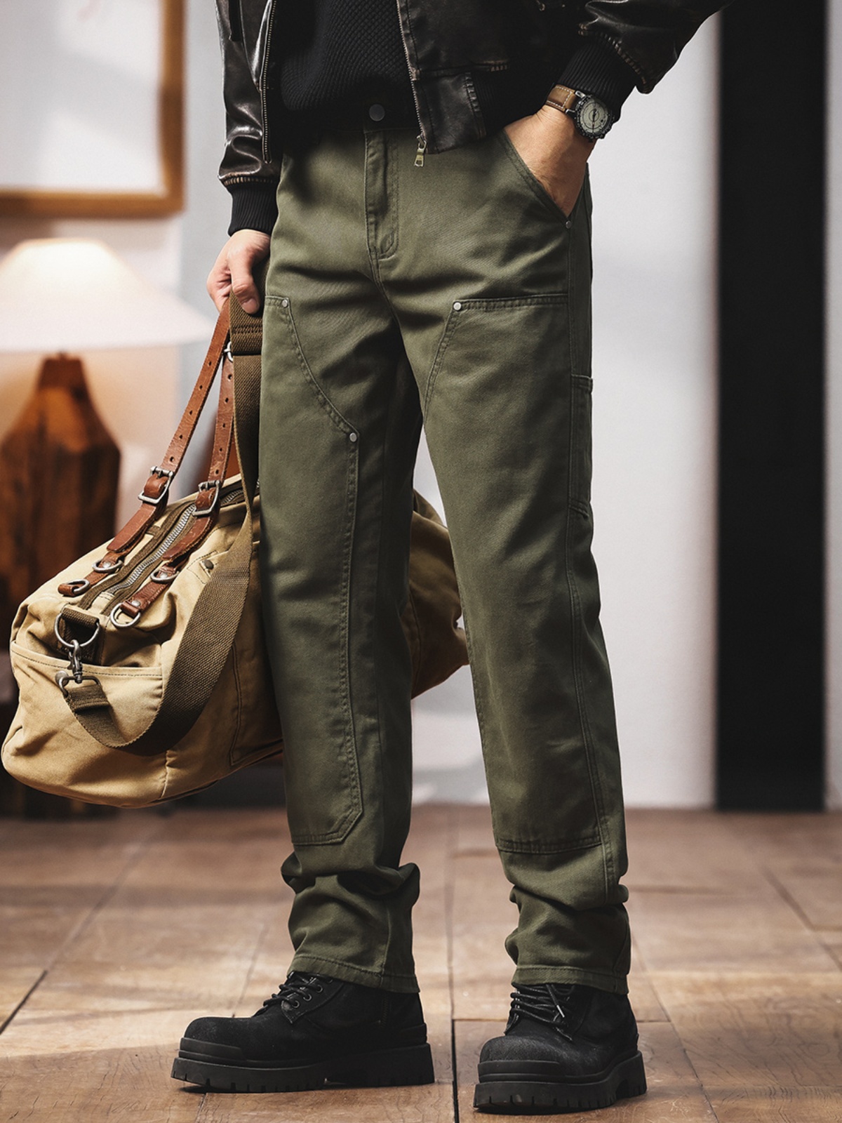 Utility and Style: Olive Carpenter Pants for Men