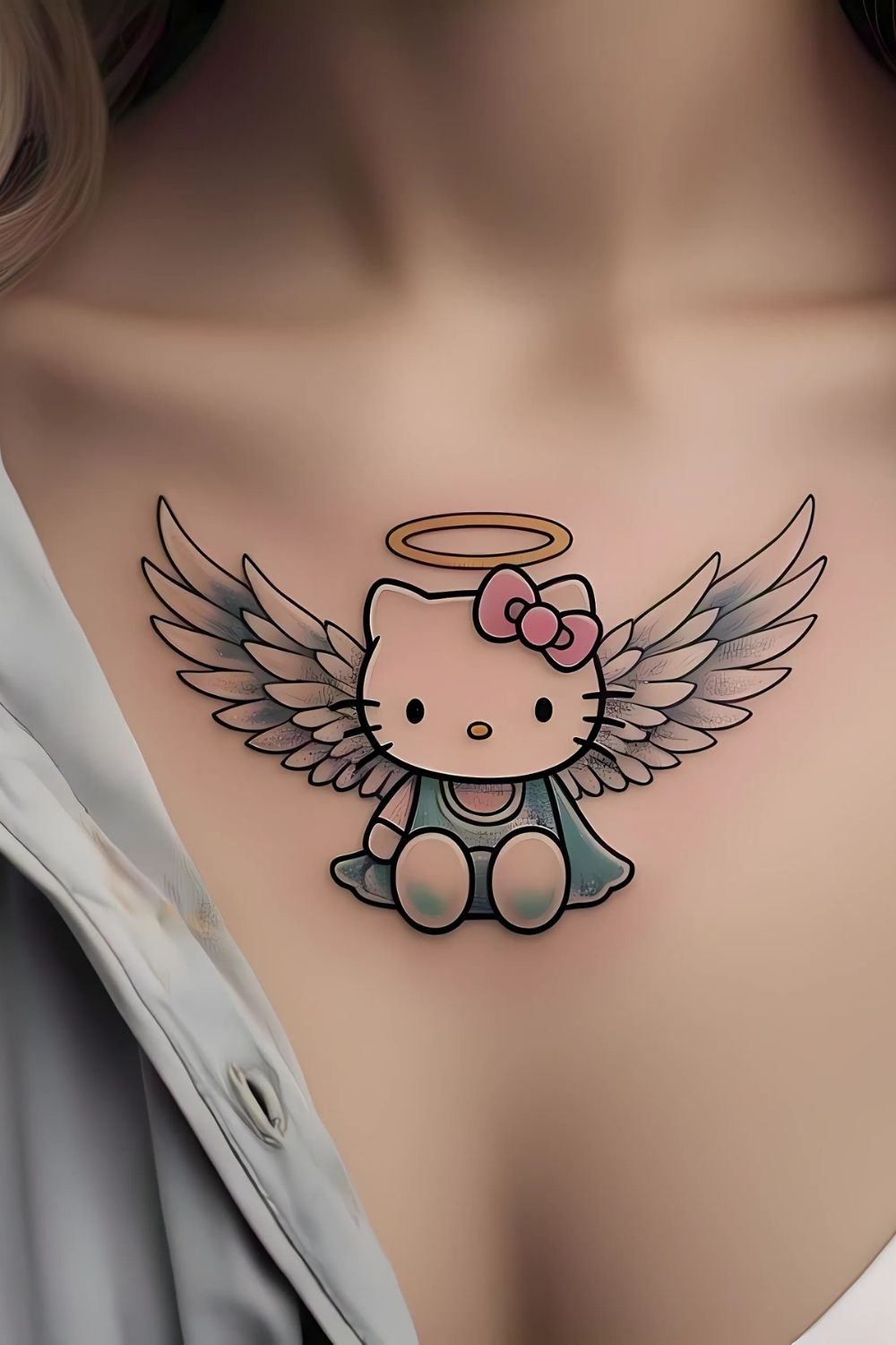 Hello Kitty with Angel Wings Tattoo