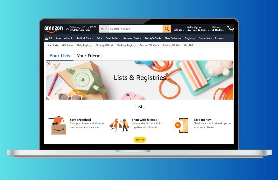 Amazon Wish List dashboard