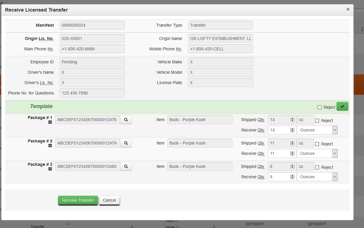 Metrc integration screenshot for dispensaries