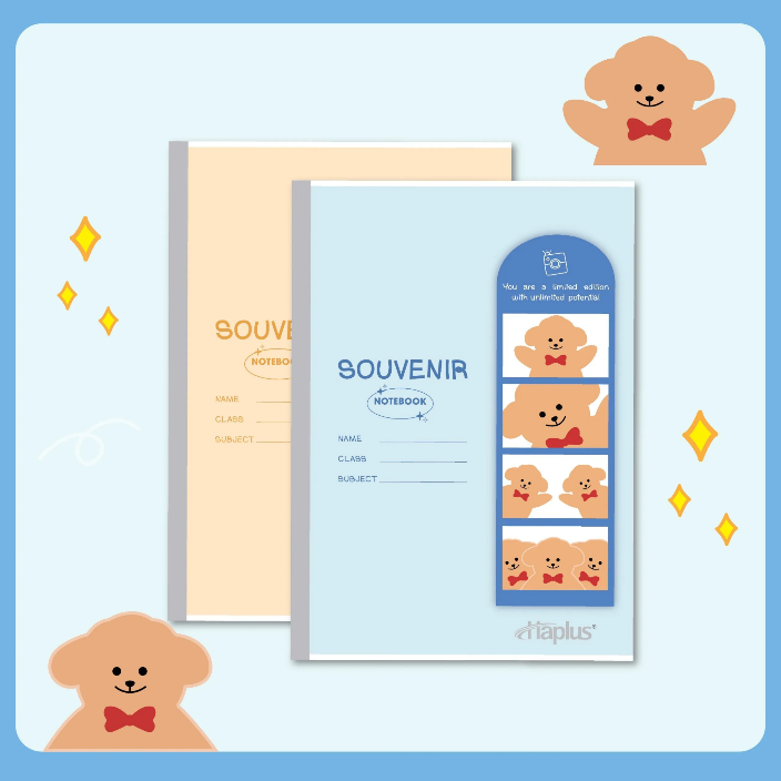 Vở kẻ ngang Haplus 80 trang Souvenir 5747 - Định lượng 60gsm - Mua 10 quyển  tặng 1 bút bi