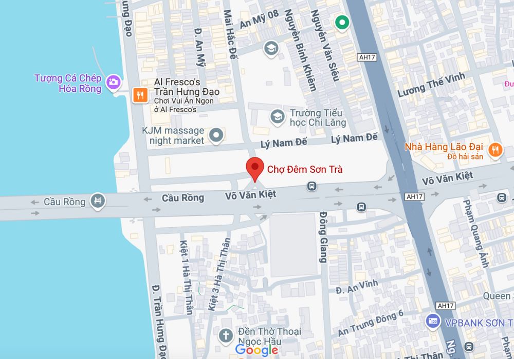 Vị trí của chợ đêm Sơn Trà trên bản đồ (Ảnh: Google Maps)