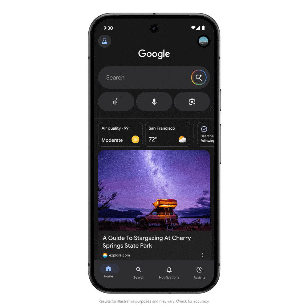Search live feature from Google. 
Image credit: Google 