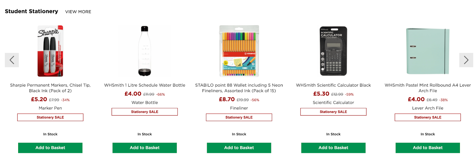 WH Smith offers a student stationery sale