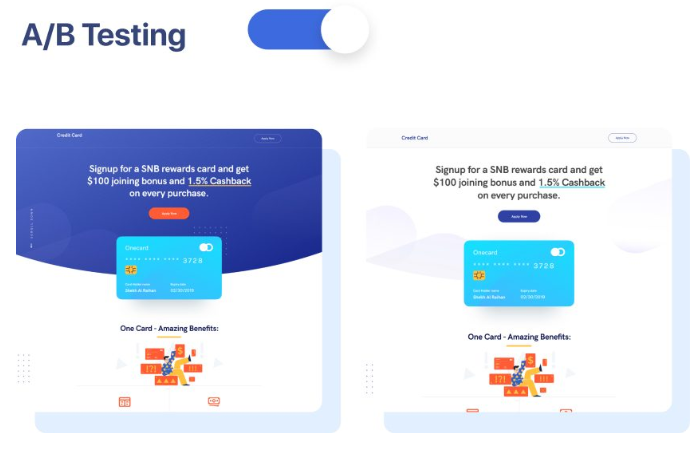 Image showing Swipe Pages A/B testing feature for performance comparison