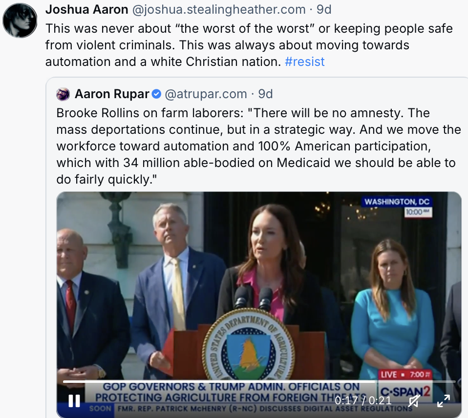 Joshua Aaron Feinstein mocks Christianity and promotes open borders and violence against ICE agents.