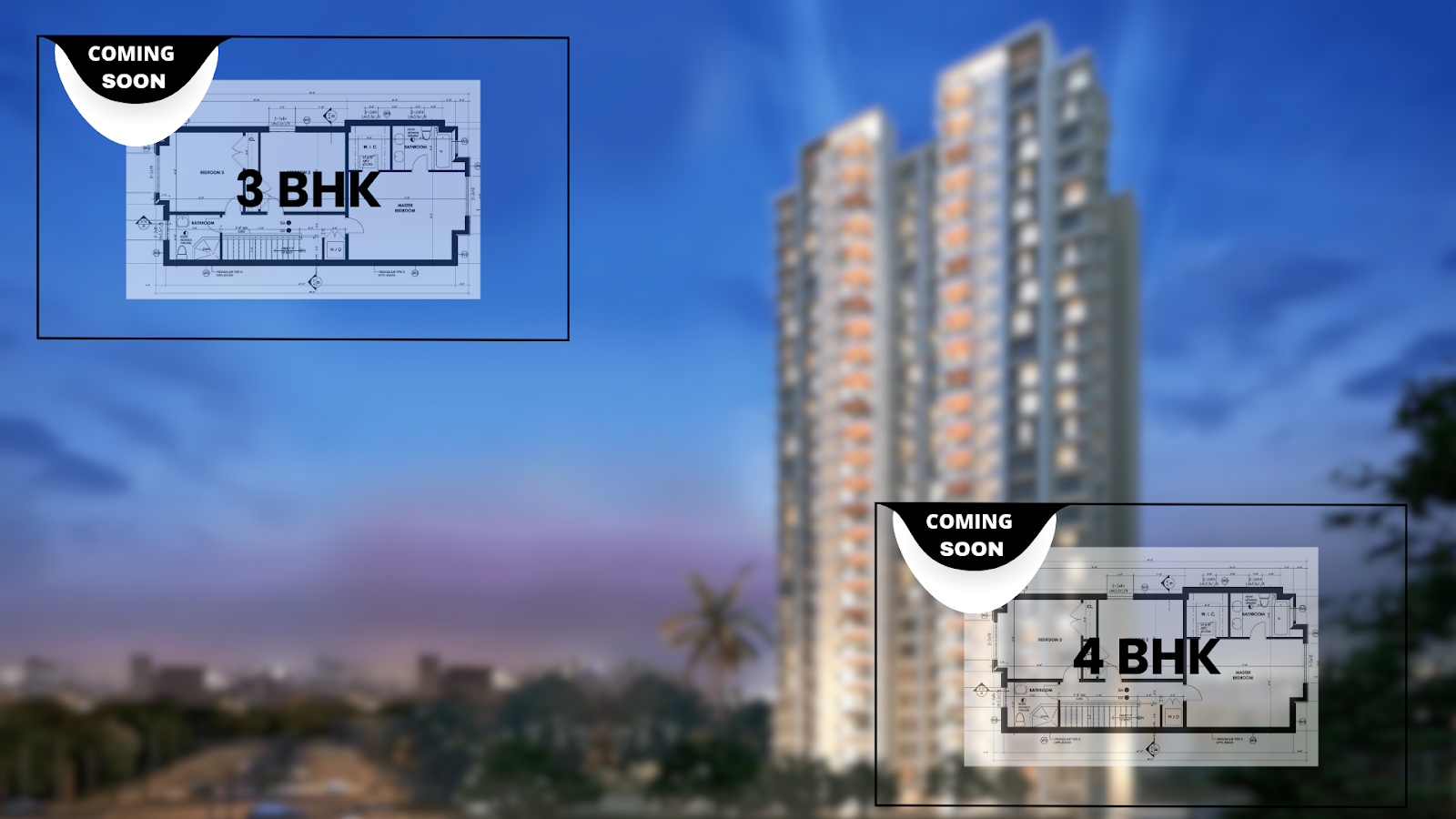 Lodha Magnus floor plan and floor configuration of 3 BHK and 4 BHK apartments in Pune.
Source: PropertyCloud