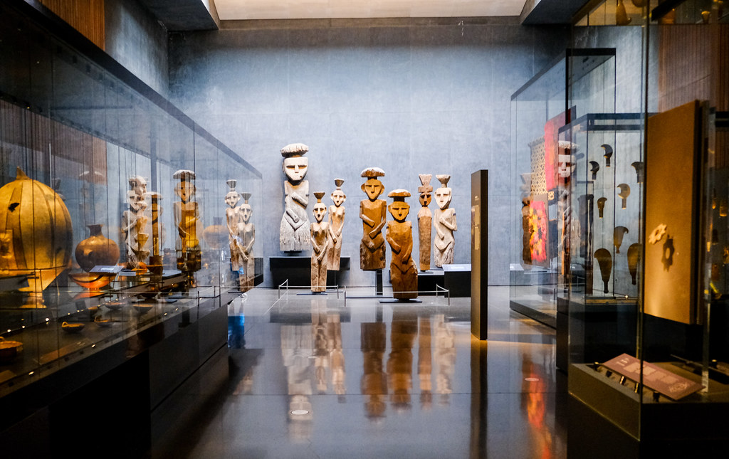 Inside museum displaying various artifacts.