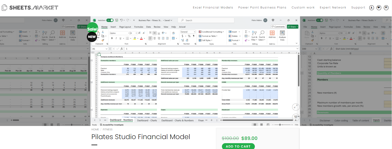 pilates studio financial model